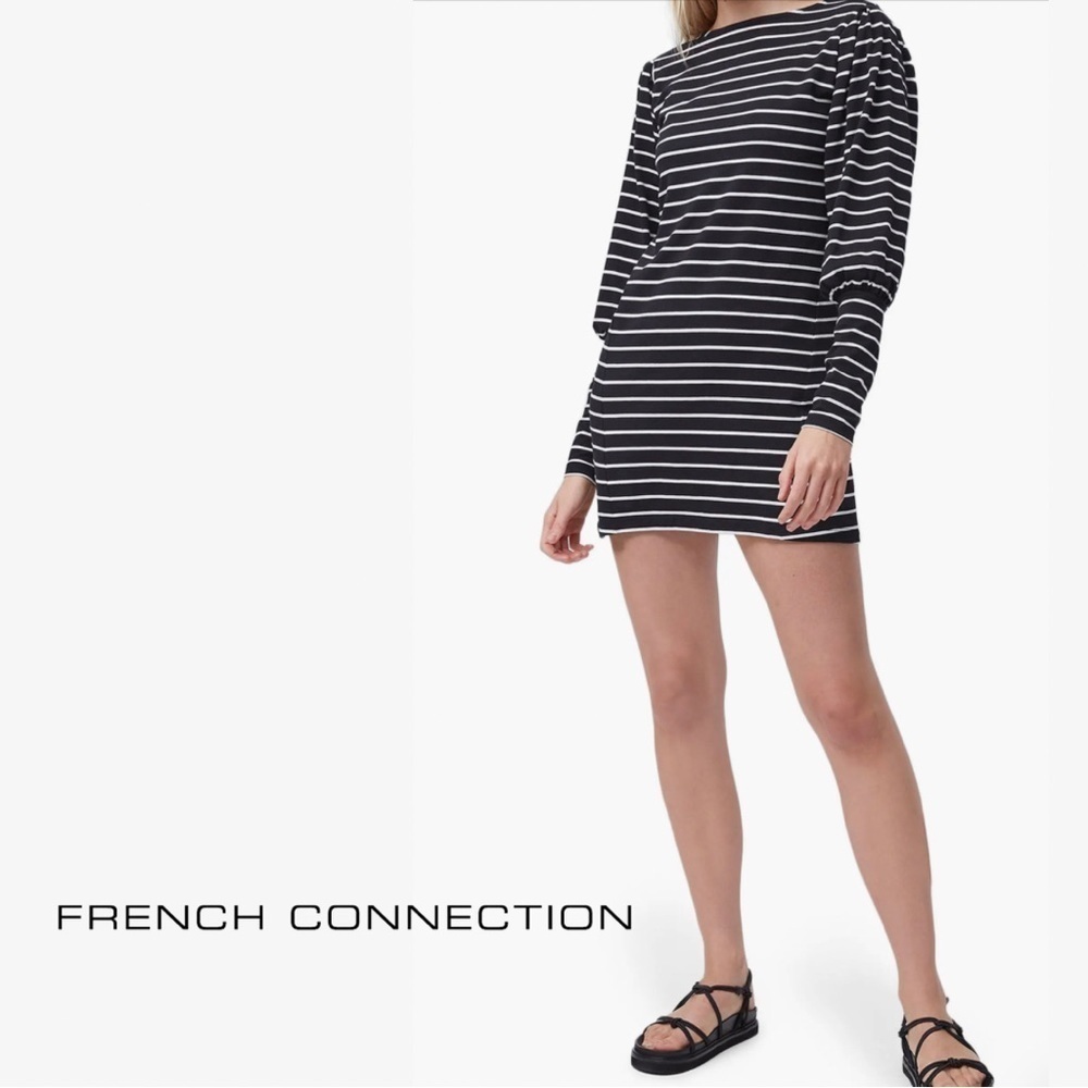 French Connection Sally Tim Tim Striped Jersey Mini Dress